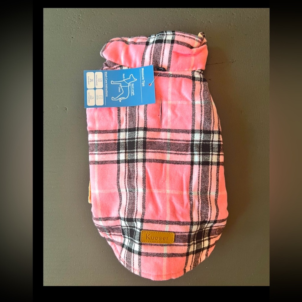 Kuoser Pink Plaid Dog Jacket